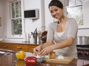 Woman cooking healthy