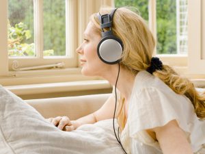 Woman listening to music