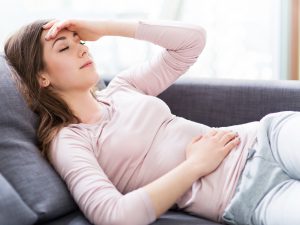 Woman with bladder pain