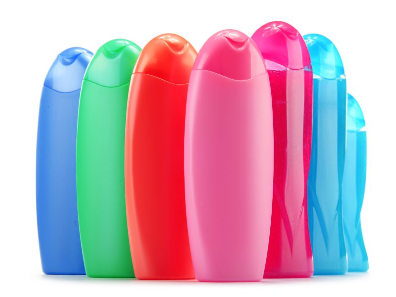 Plastic bottles of beauty products