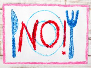 Drawing of plate and the word 'no'