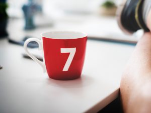 Number 7 on coffee cup