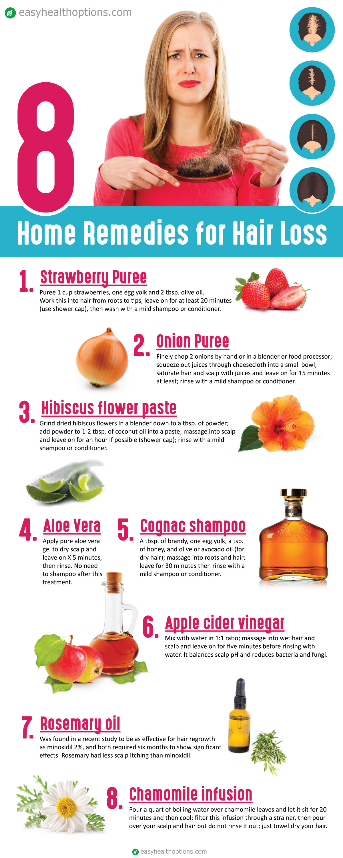 8 Home Remedies For Hair Loss infographic Easy Health Options 