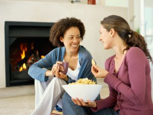 Two women talking