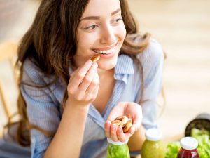 Woman eating snack