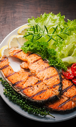 Grilled salmon steak