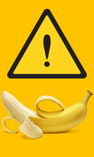 Caution sign and a banana