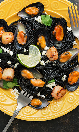 Mussels and spaghetti