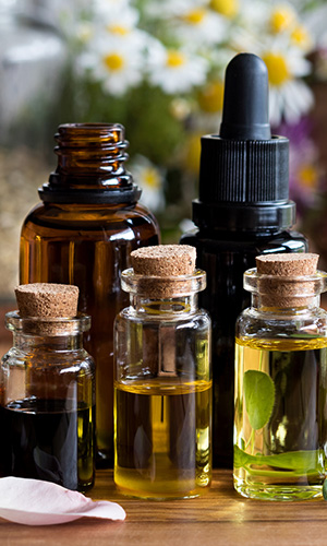 Essential oils in bottles