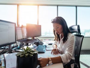 Woman sitting at work