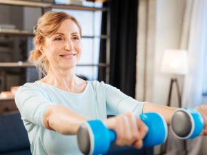 Woman working out with weights