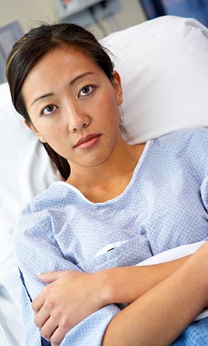 Woman in hospital