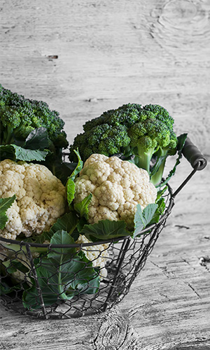 Broccoli and cauliflower