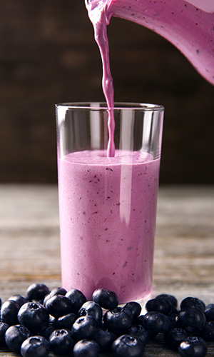 Blueberries and a smoothie